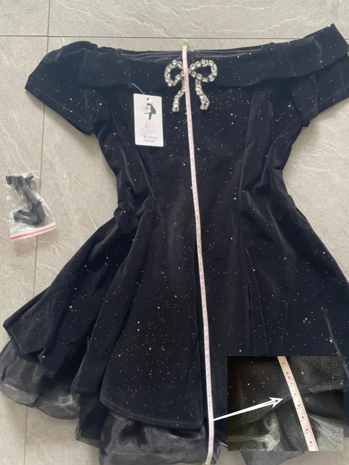 Yueyang Velvet Y2K Off Shoulder Mini Dress Private