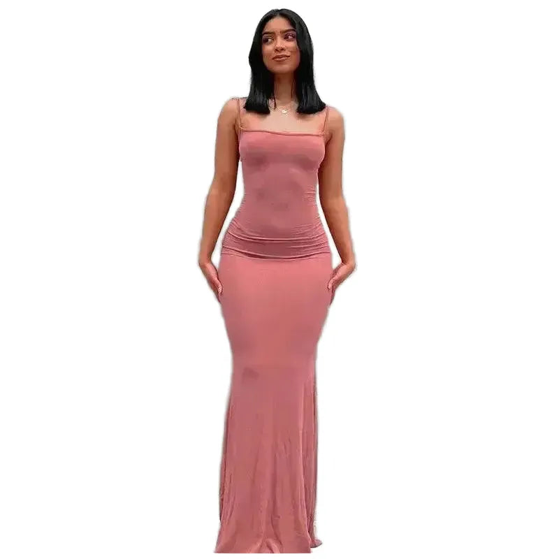 Satin Slip Maxi Dress Retro Future Chic For Stylish Women