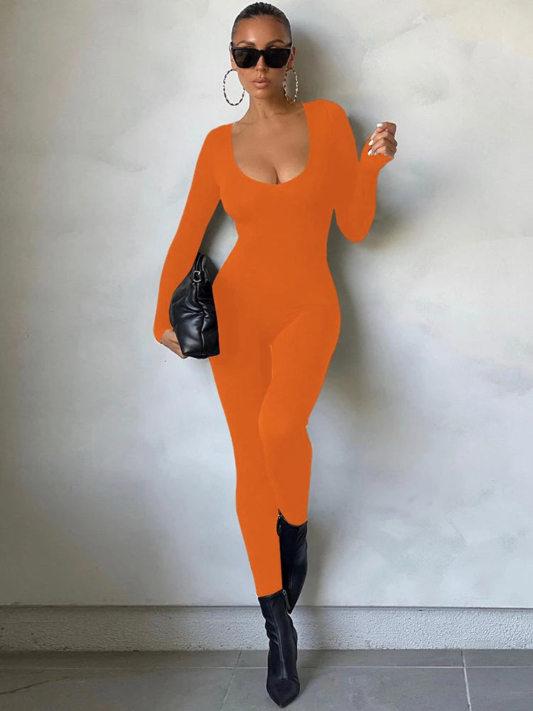 Slim Long Sleeve Knitted Jumpsuit For Women