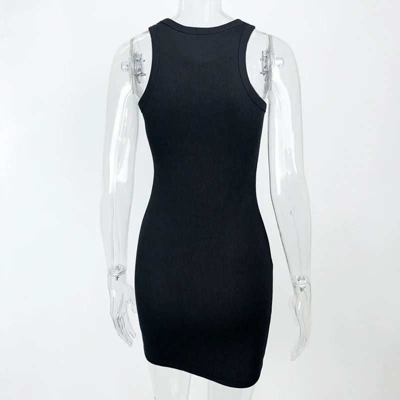 Premium Black Ribbed Bodycon Mini Dress With High
