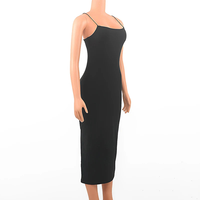 Elegant Sleeveless Backless Ankle Bodycon Dress
