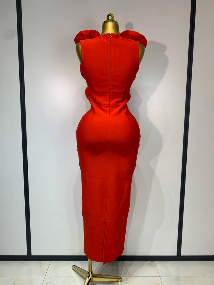 2025 New Fashion 3D Flower Sleeveless Bodycon Bandage Dress Women Celebrity Elegant Party Club Luxury Birthday Dress Vestidos ﻿