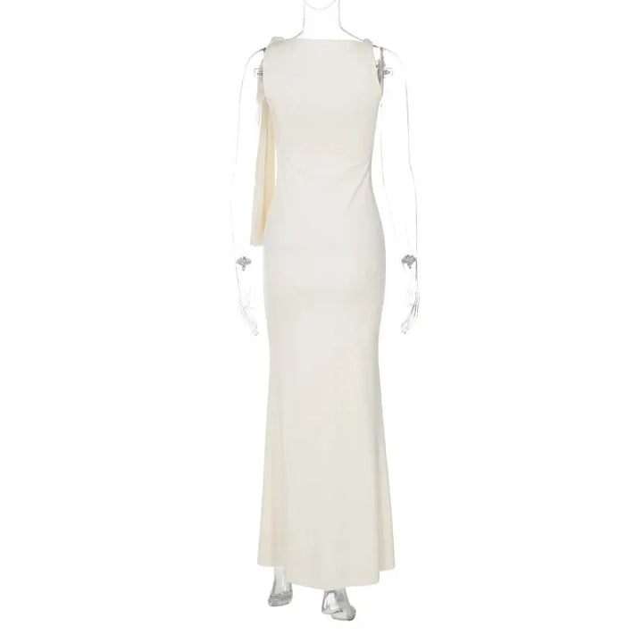 Hugcitar Fashion Solid O Neck Sleeveless Patchwork Sexy Bodycon Maxi Prom Dress Summer Women Clothes Party Festival Club Y2K