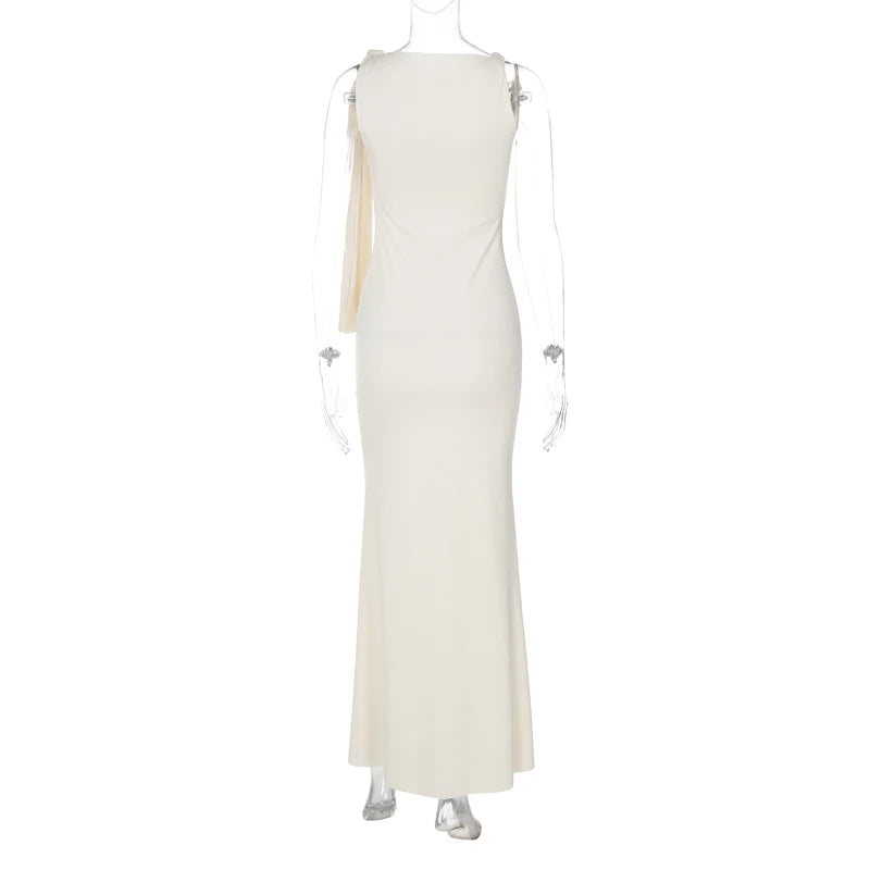 Hugcitar Patchwork Knit Maxi Dress Y2k Slim Fit