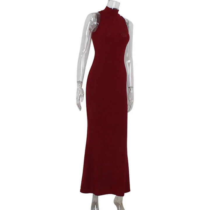 Exclusive Red Sequin Sleeveless Maxi Knit Bodycon