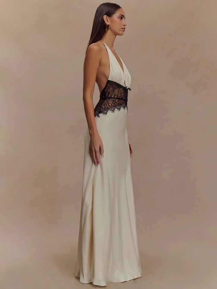 Elegant Backless Maxi Dress Women Summer Halter Gown