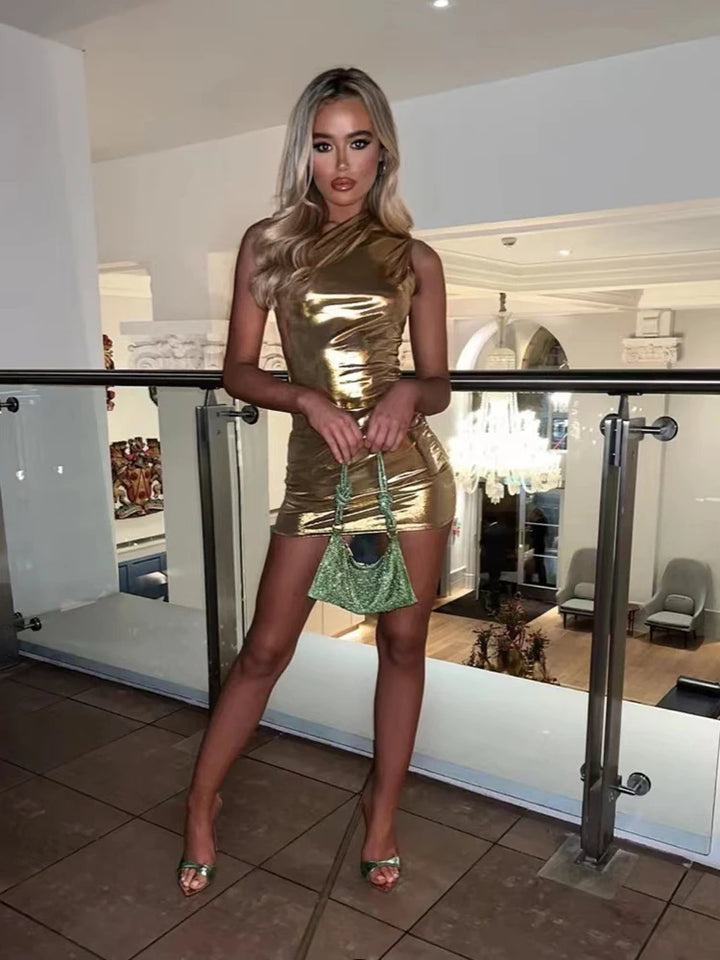 Sexy One Shoulder Bodycon Dress Women Mini Party
