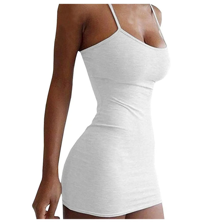 White Spaghetti Strap Bodycon Mini Dress Women