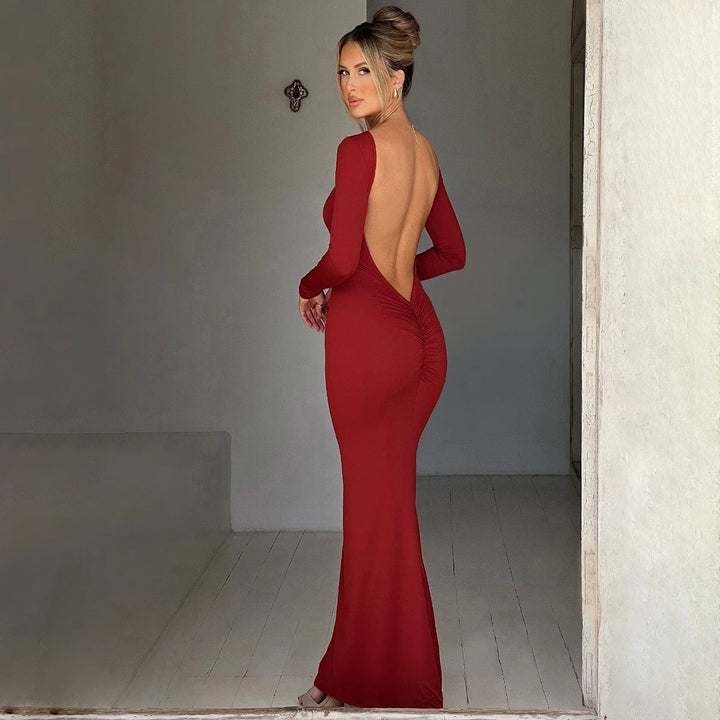 Hugcitar Solid Knit Bodycon Maxi Dress