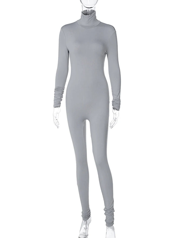 Hugcitar Long Sleeve Turtleneck Bodycon Jumpsuit