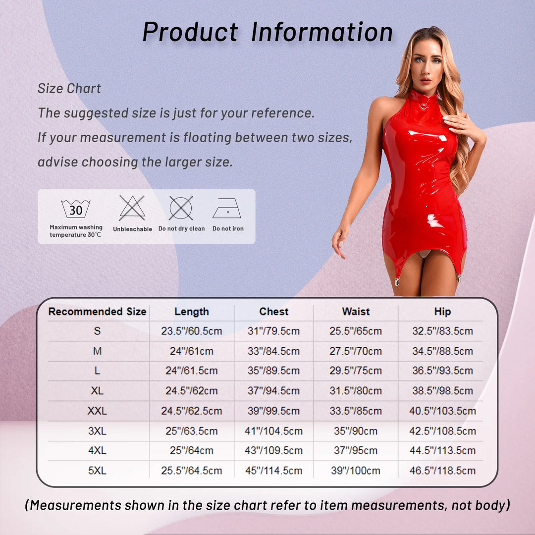 Latex Bodycon Mini Dress Clubwear Back Zipper