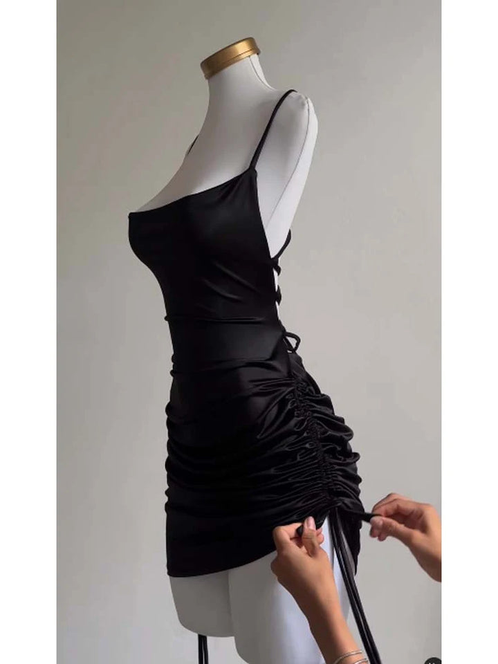 Sexy Sleeveless Backless Bodycon Mini Dress Satin