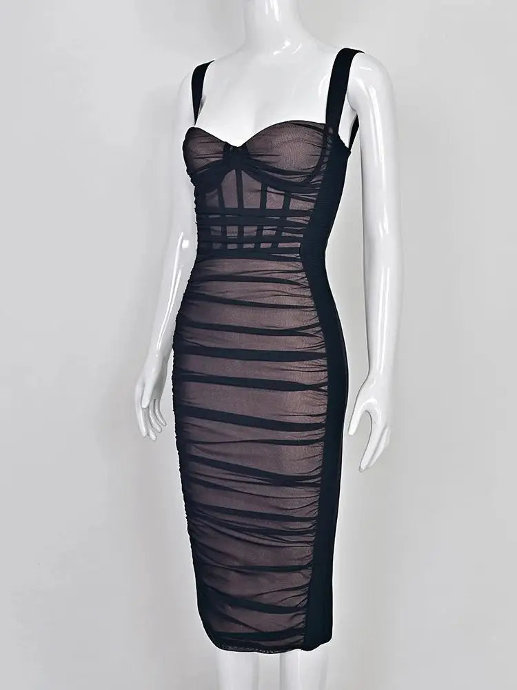 Beaukey Sexy Vintage Black Bandage Dress Bodycon