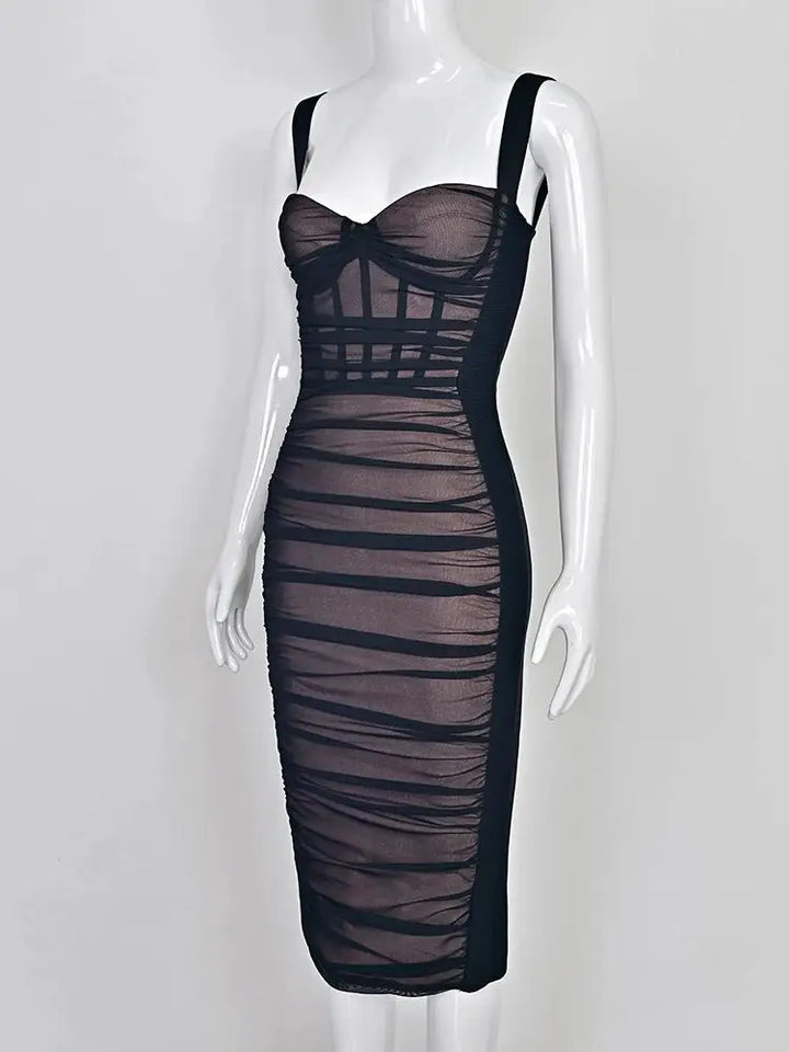 Beaukey Sexy Vintage Black Bandage Dress Bodycon