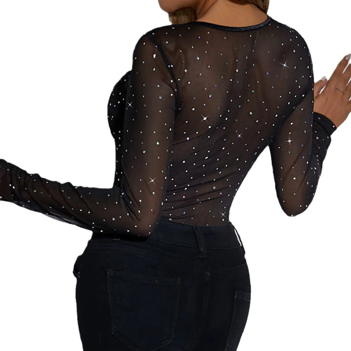 Women Sexy Y2k Rhinestone Long Sleeve Corset Jumpsuit