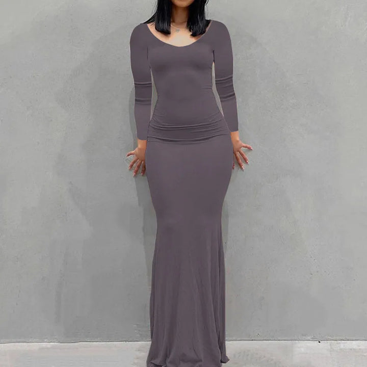 Feel Good Cozy Knit Ankle Length Slim Women Dress