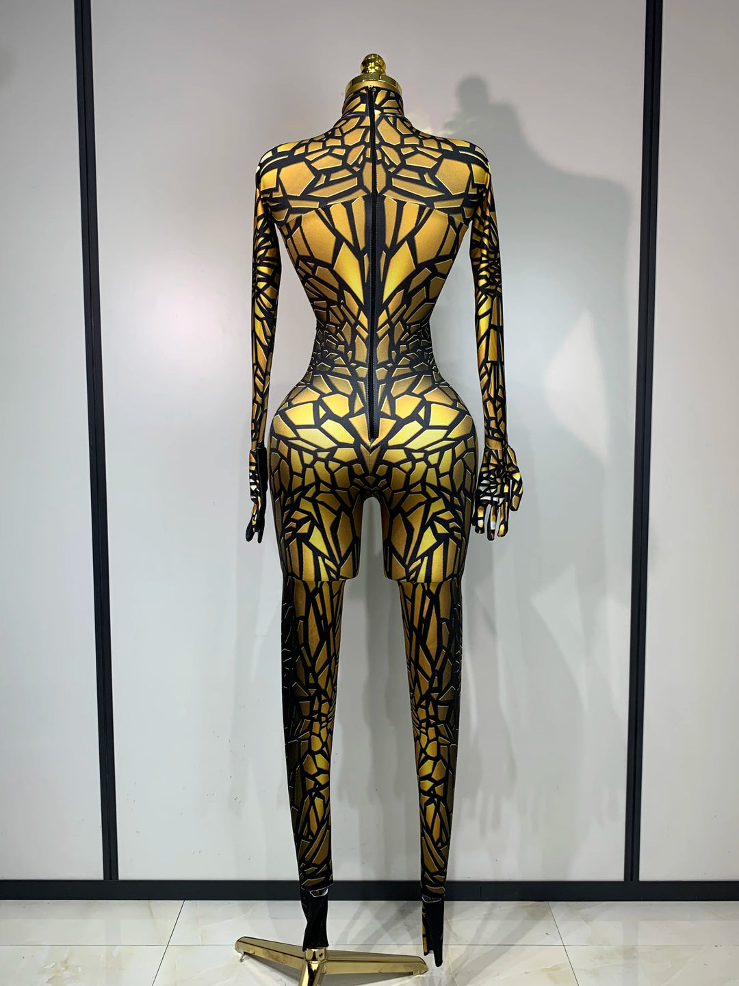 Stunning Black Rhinestone Jumpsuit For Elegant
