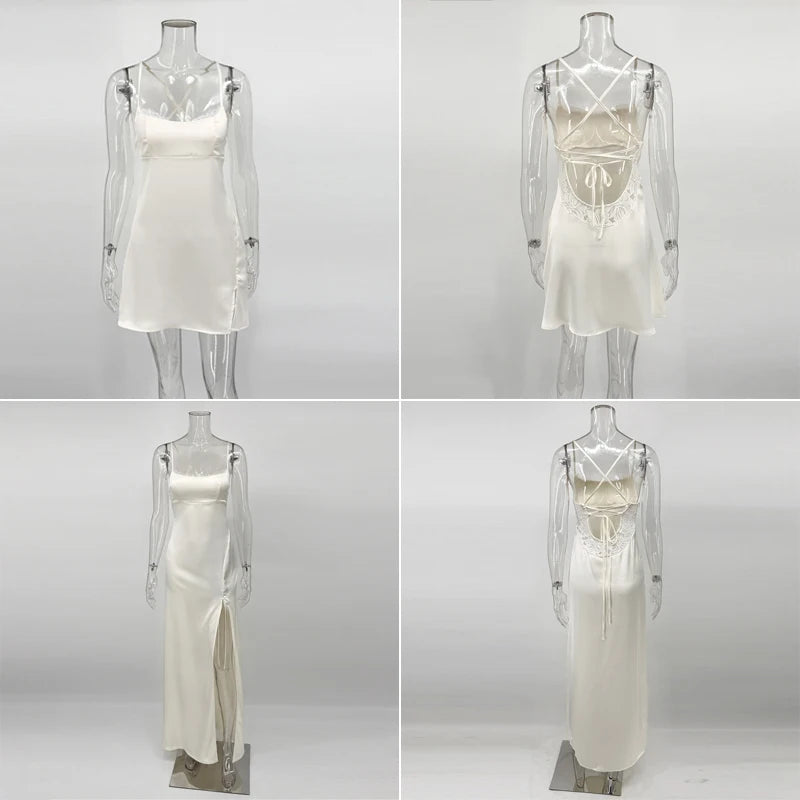 Talenza Sexy Satin Lace Backless Dress For Party