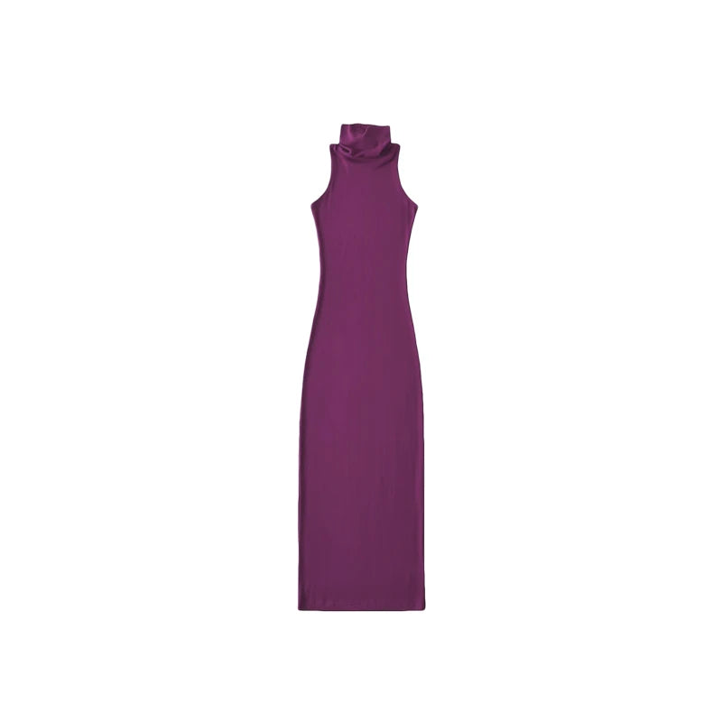Jeyongzoo Women Exclusive Red Turtleneck Knit Midi