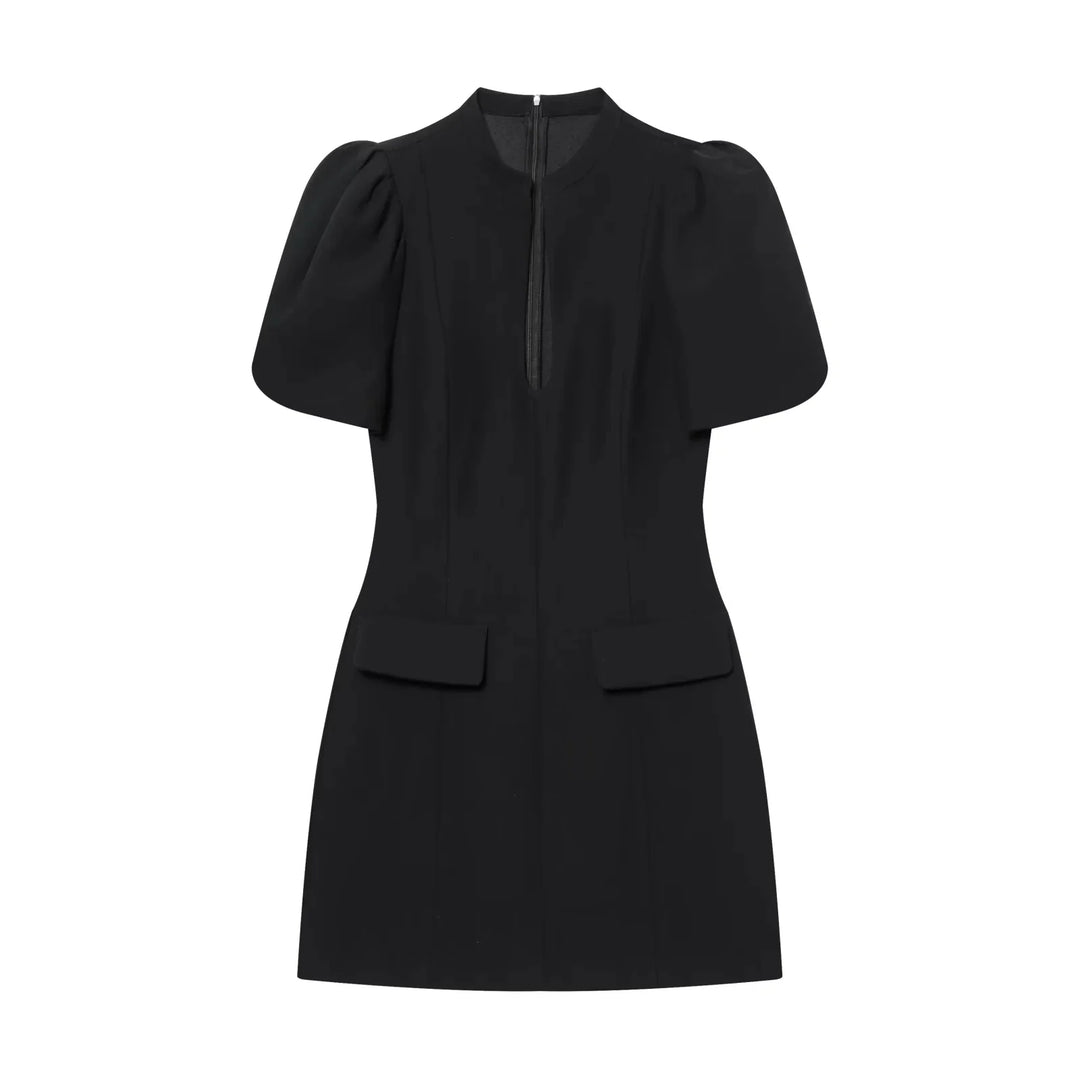 Black Puff Sleeve Party Mini Dress For You