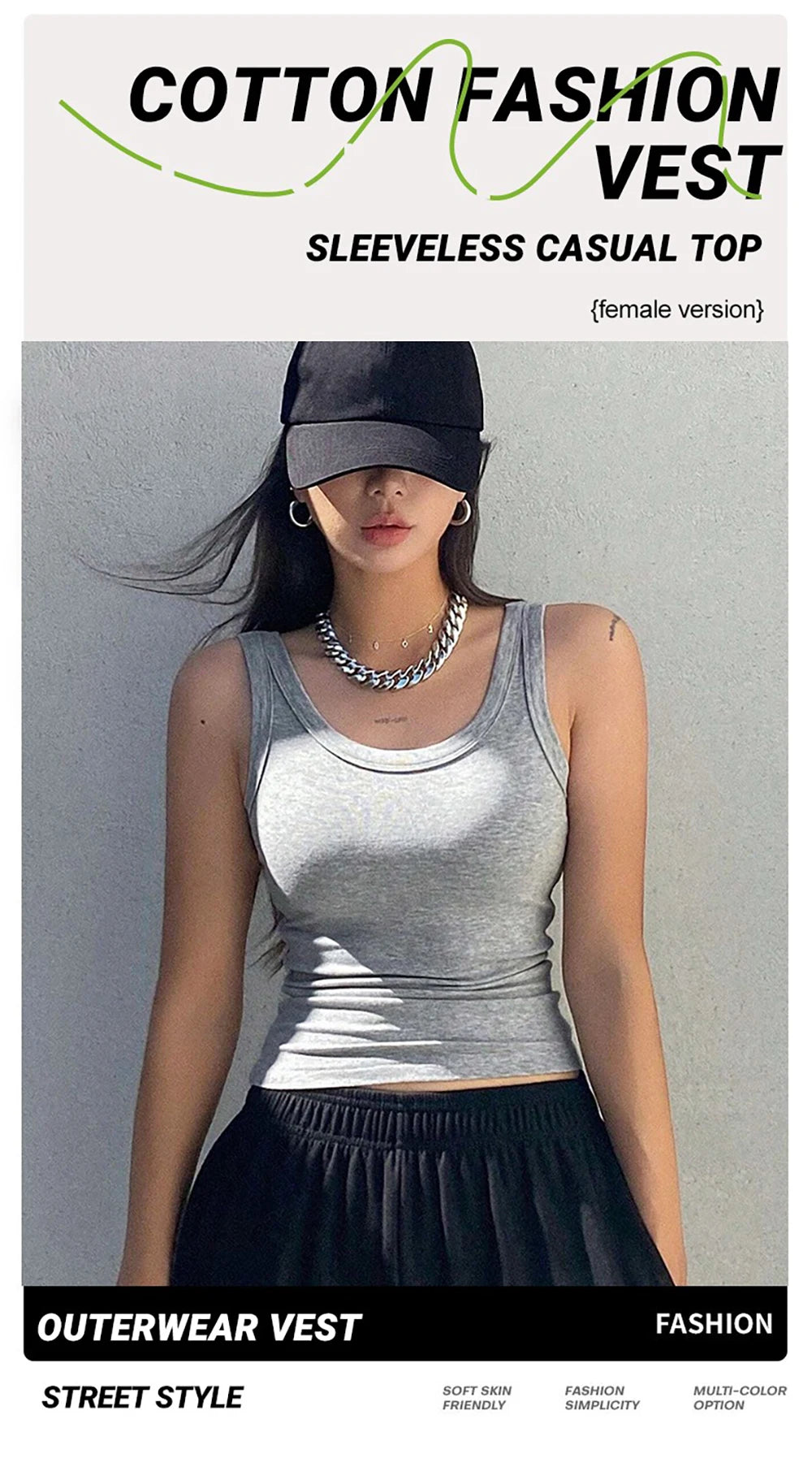 Women Modern Cotton Knit Tank Top Summer Stretch
