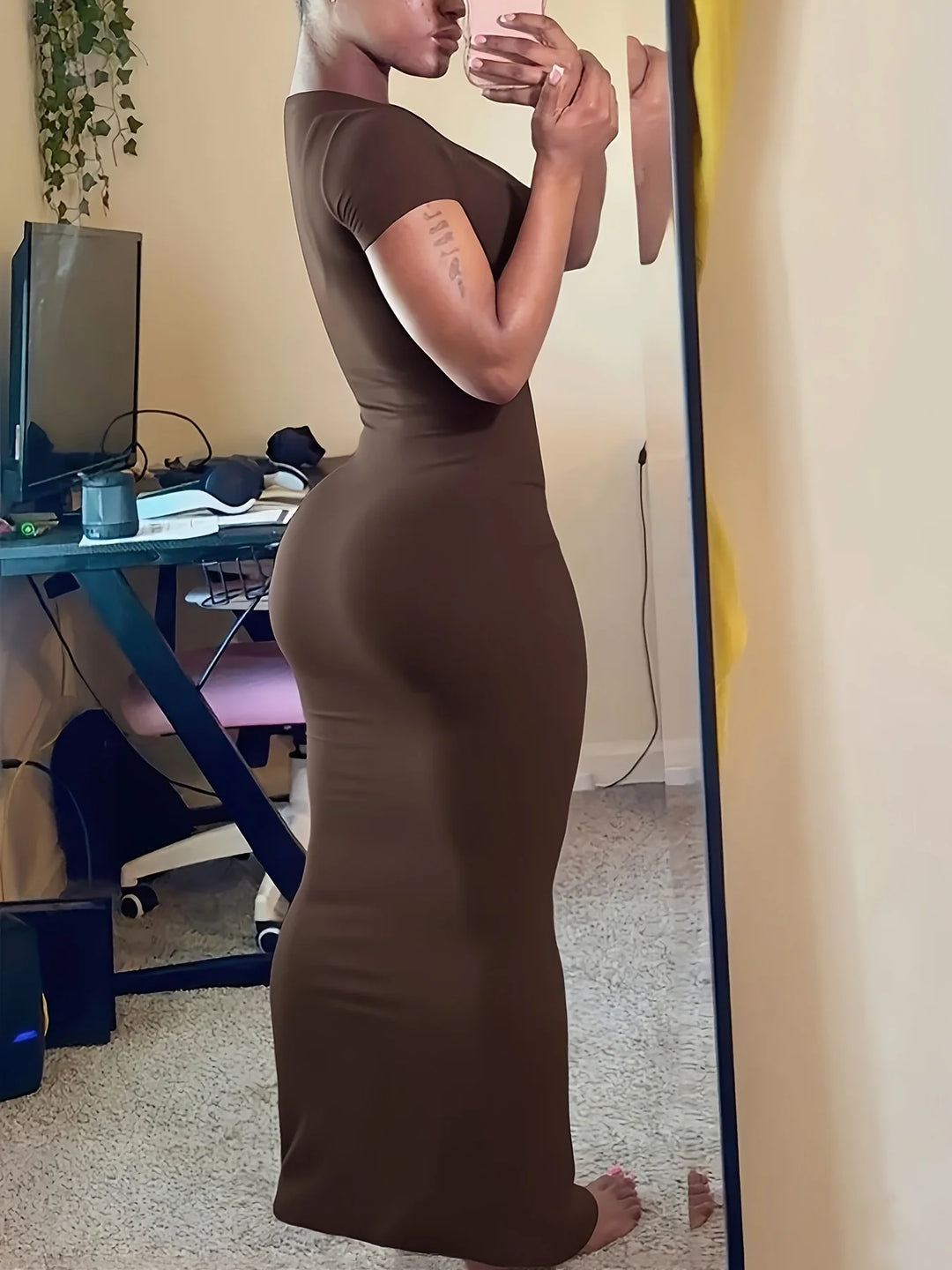 Stylish Women Short Sleeve Maxi Dress For Daily