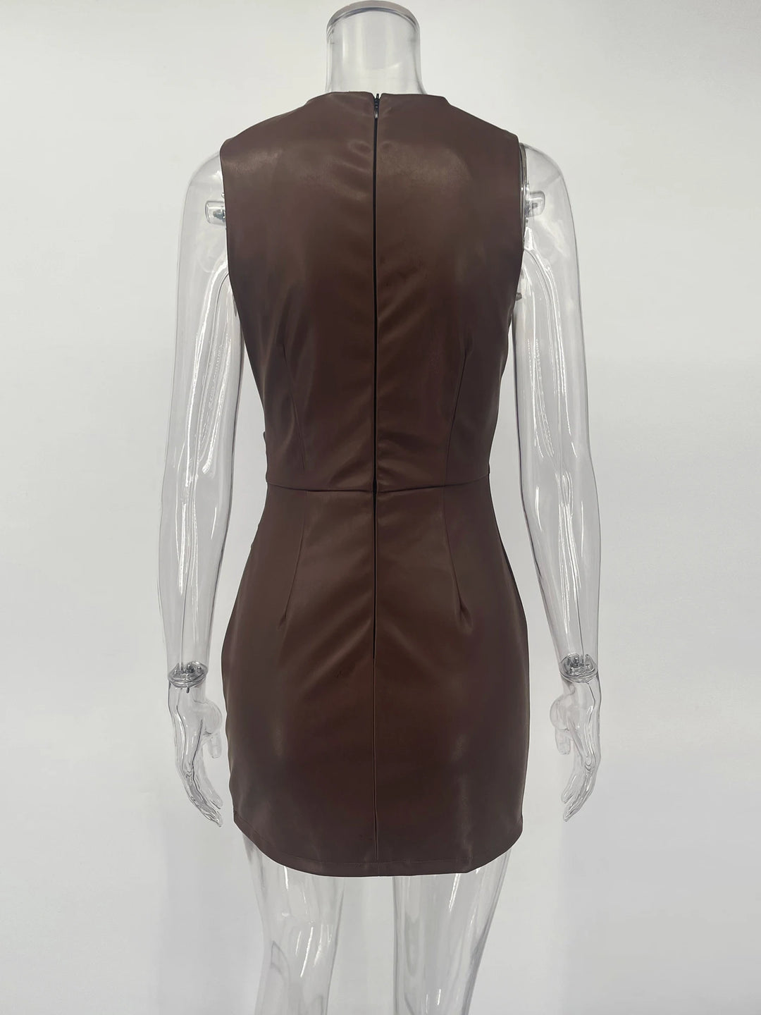 Slim PU Leather Maxi Dress Women Bodycon Style