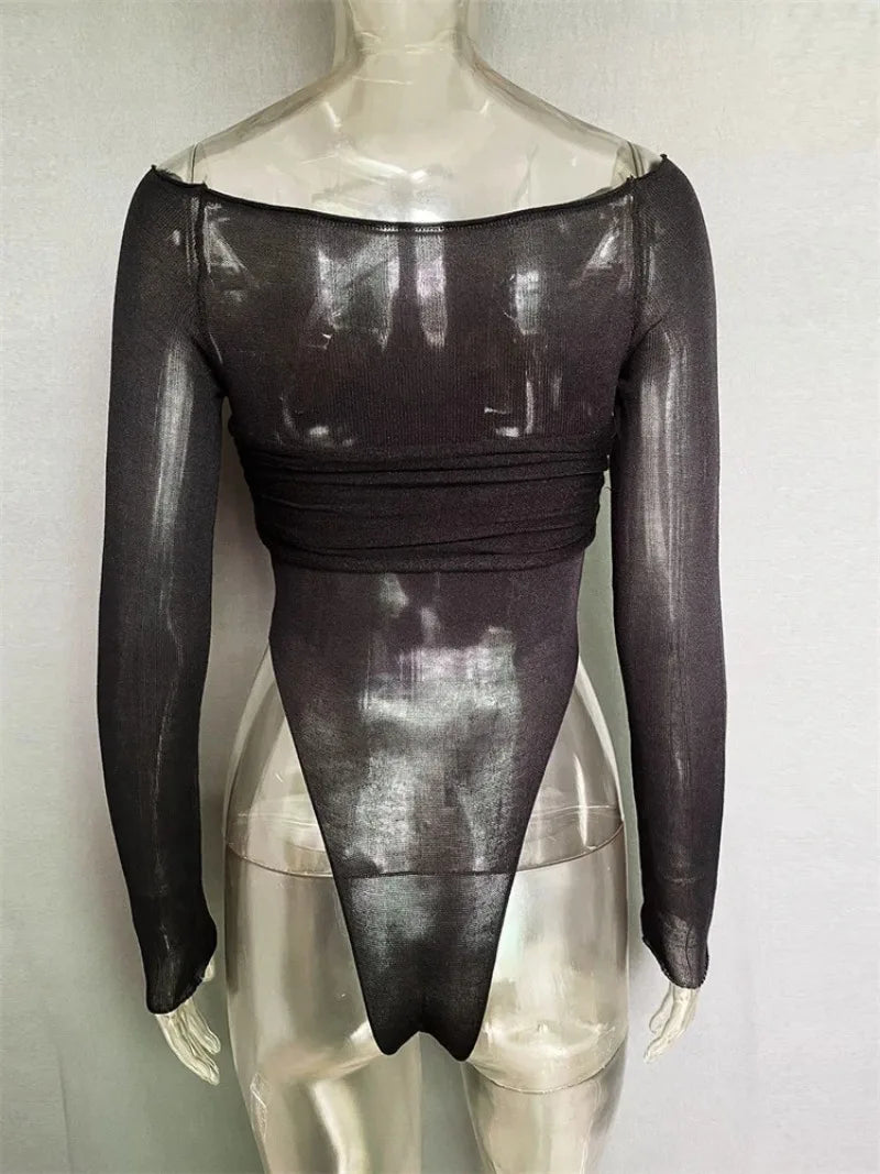 Tornova Mesh Bodysuit With Exquisite Twist Back