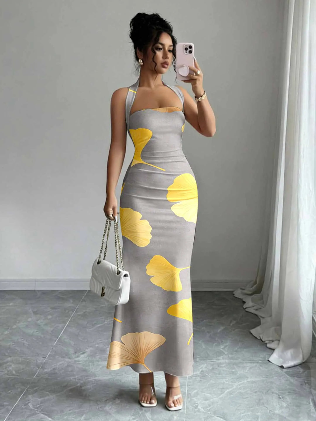Flowing Long Skirt With Hanging Neck Design