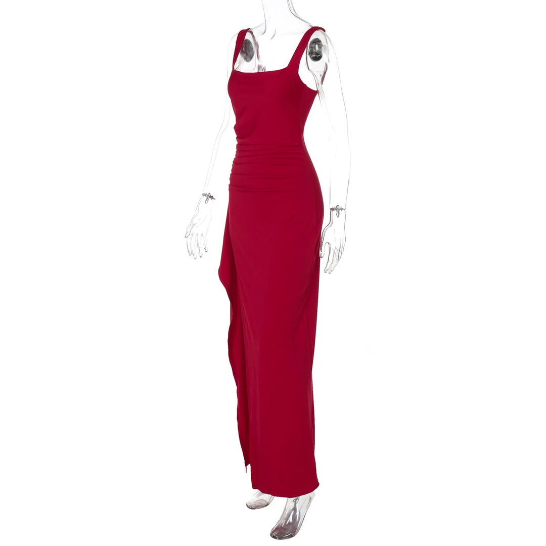 Elegant Stretchy Spring 2025 Knit Maxi Dress