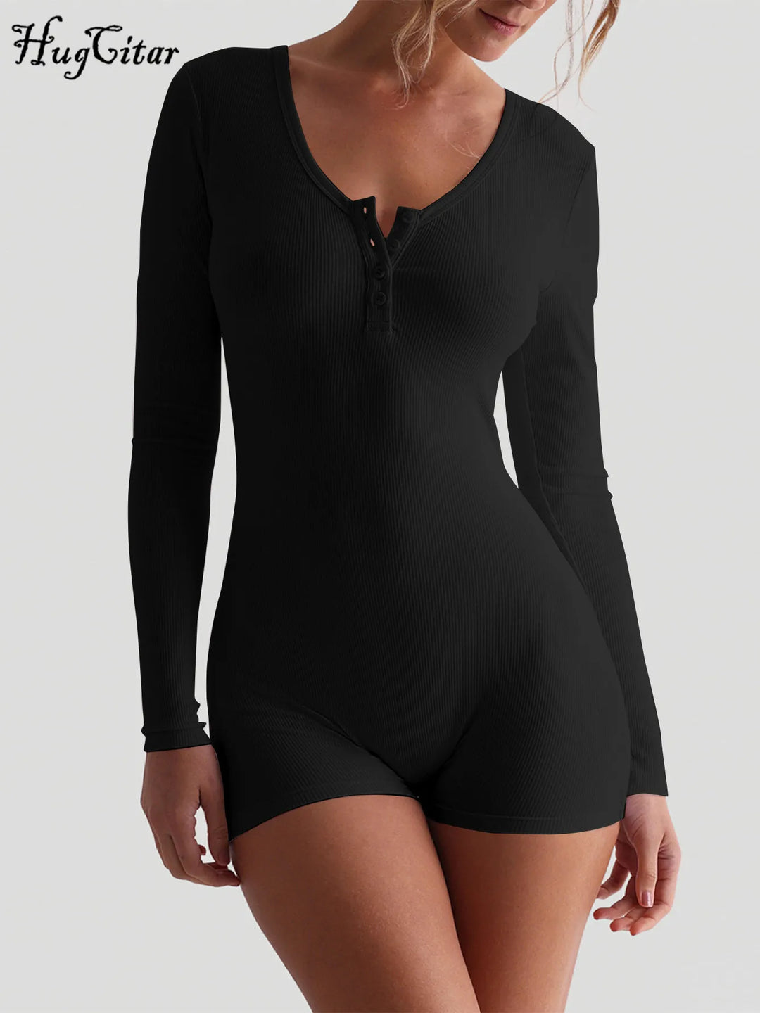 Hugcitar Bodycon Playsuit Square Collar Women