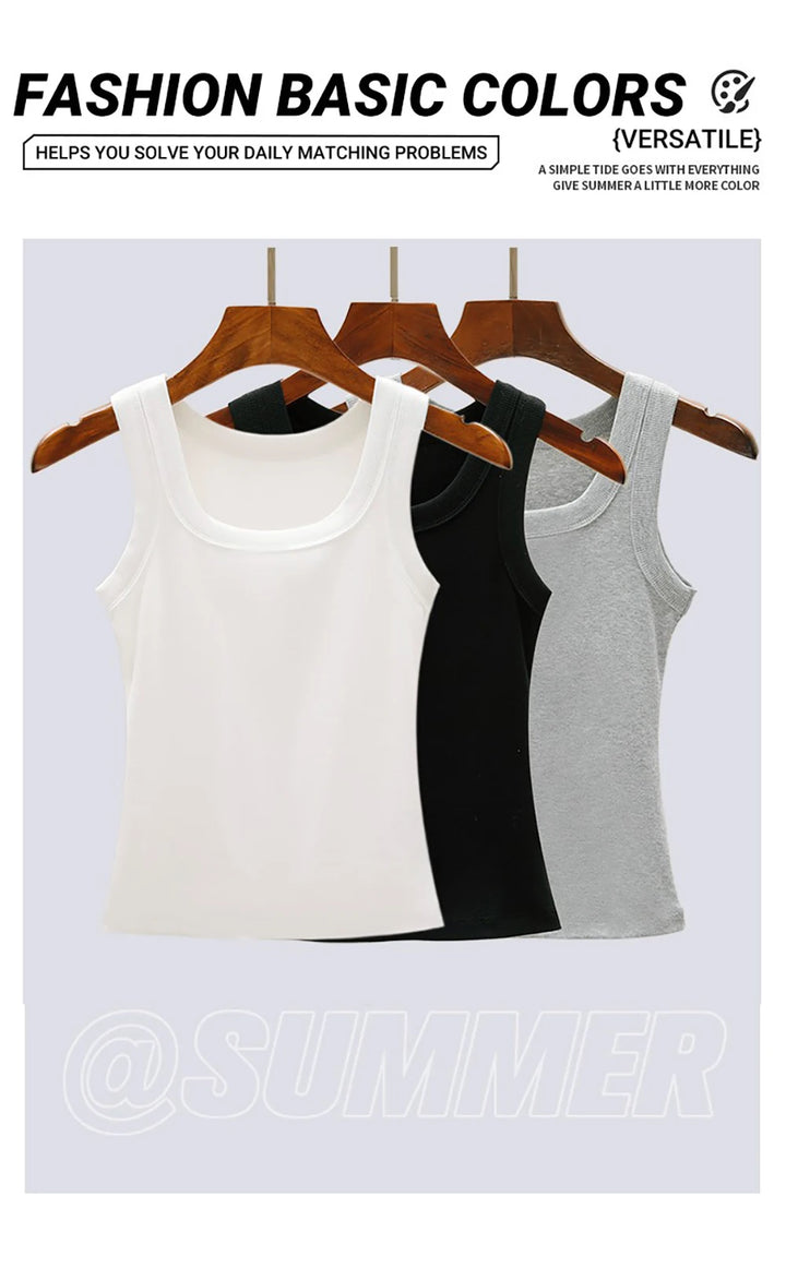 Women Modern Cotton Knit Tank Top Summer Stretch