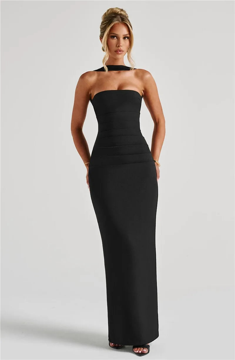 Mozision Premium Off Shoulder Backless Maxi