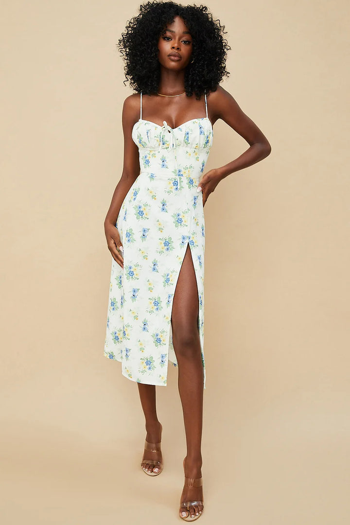 Elegant Floral Midi Dress Exclusive Tatting
