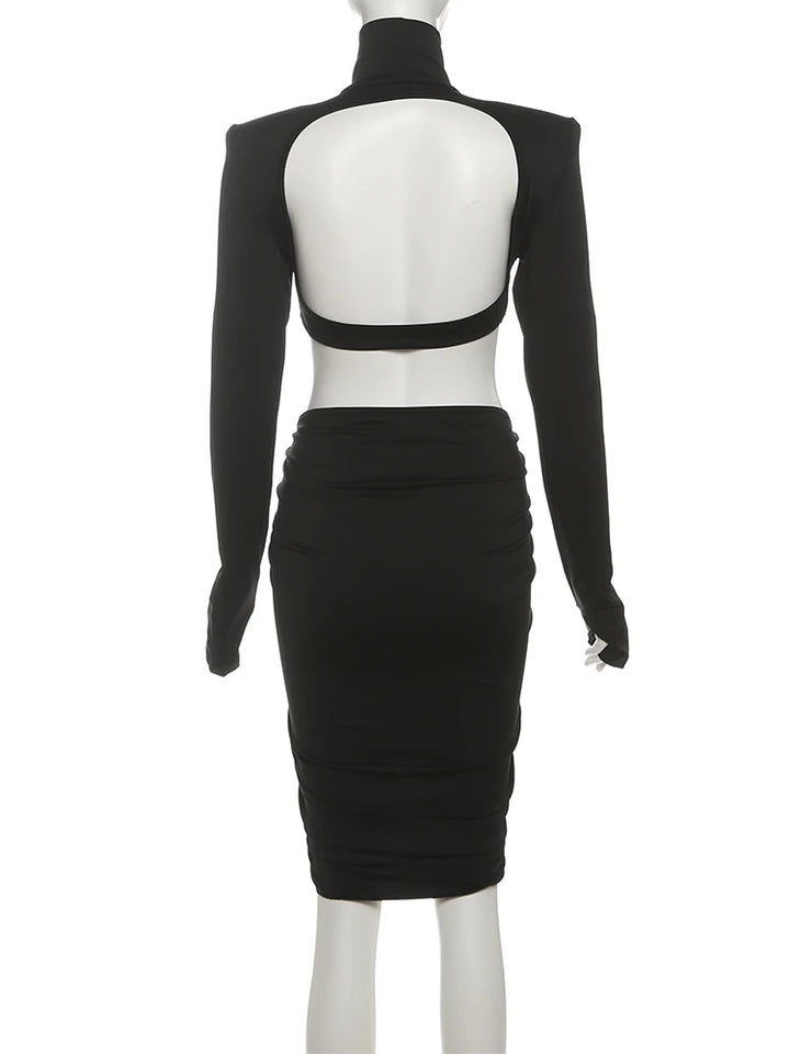 Premium Sisterlinda Autumn Turtleneck Bodycon Mini