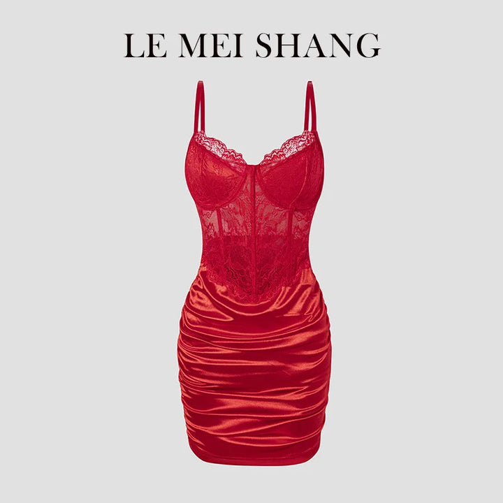 Women Lace Bodycon Club Dress Spaghetti Strap