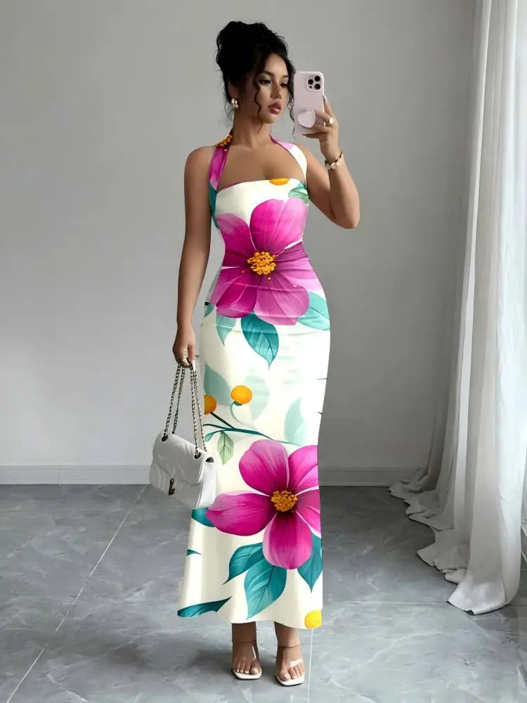 Flowing Long Skirt With Hanging Neck Design