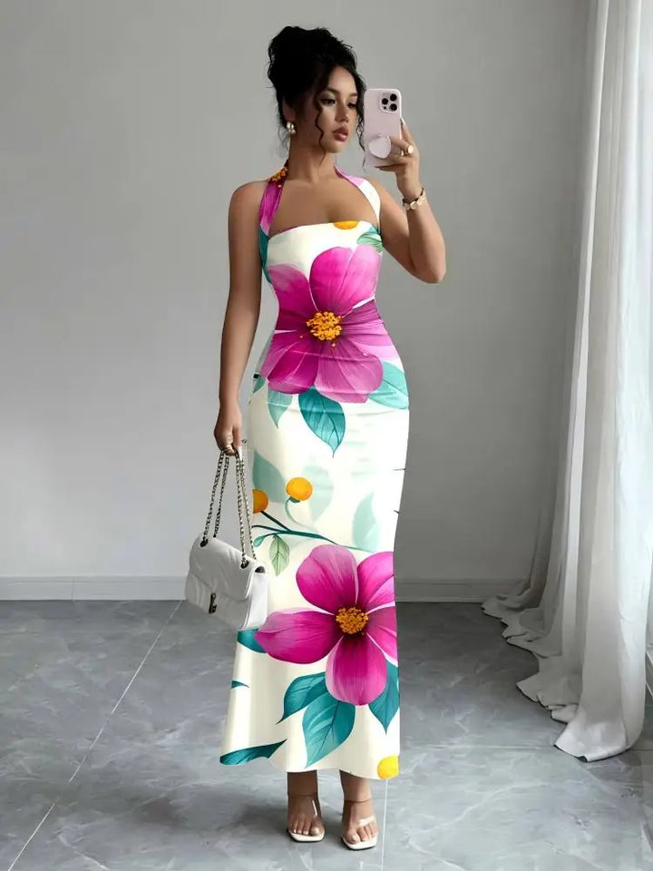 Flowing Long Skirt With Hanging Neck Design
