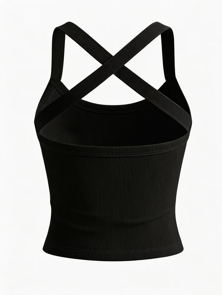 Stylish Backless Polyester Top For Fitness Or