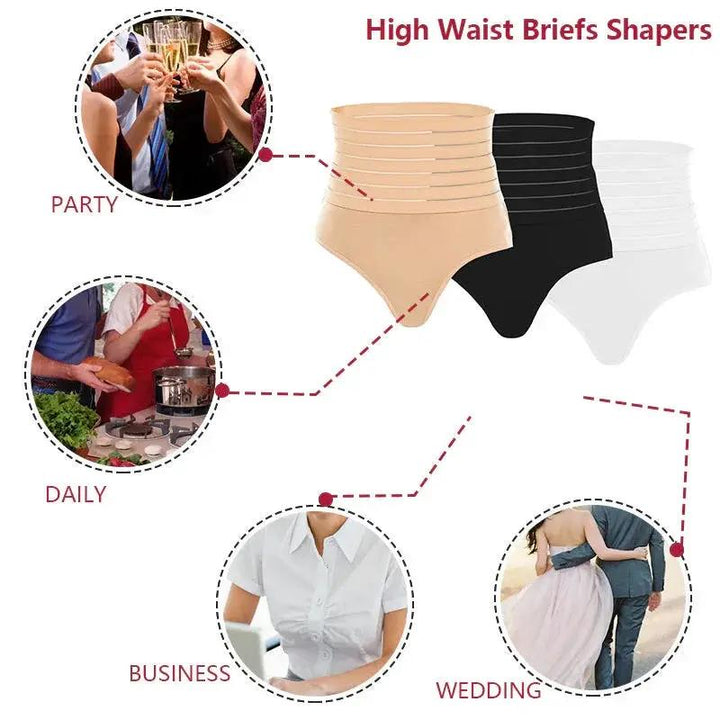 High Waisted Tummy Control Thong Slimming Body Shapewear