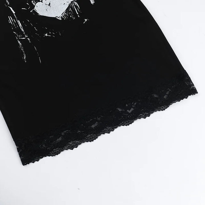 Goth Anime Skull Print Mini Dress For Street Style
