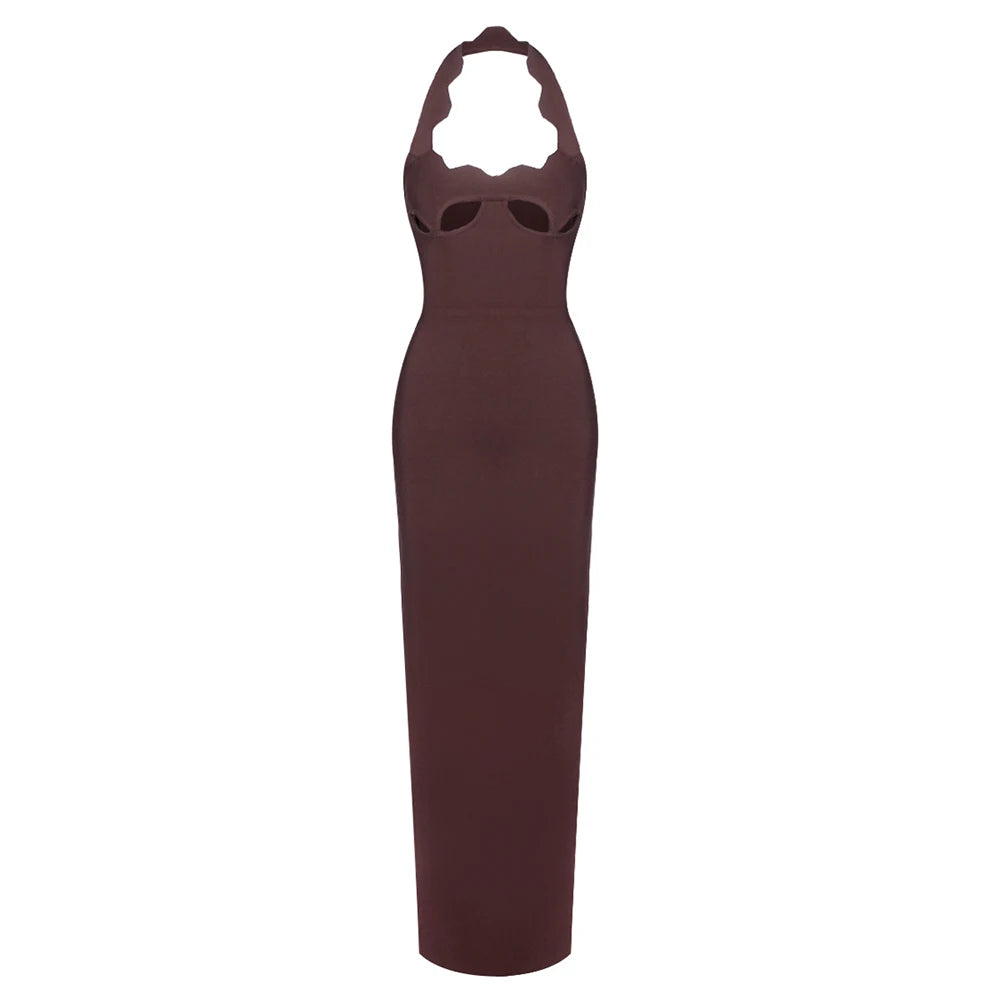 Black Halter Elegant Long Bodycon Dress for Women