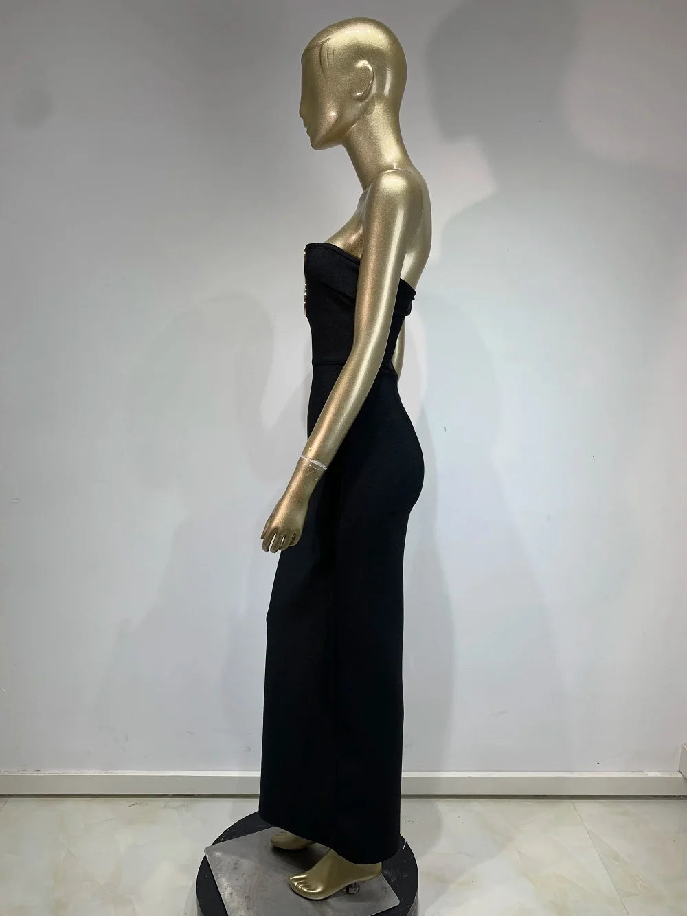 Laura Kors Black Knit Maxi Dress Slim Fit Stretchy