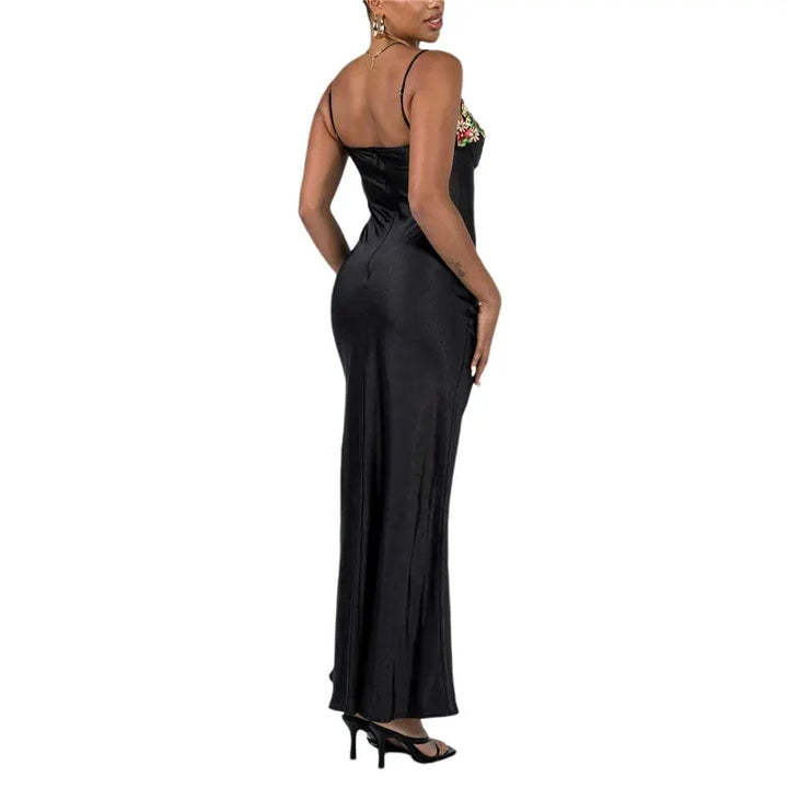 Lamuusaa Sexy Corset Dresses for Women y2k Low Cut Satin Spaghetti Strap Sleeveless Bodycon Dresses Going Out Party Dresses