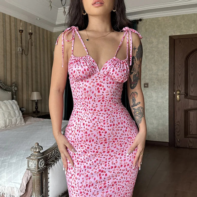 Hugcitar Floral Print Ankle Length Bodycon Long