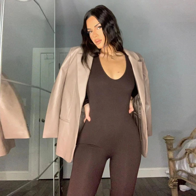 Slim Long Sleeve Knitted Jumpsuit For Women