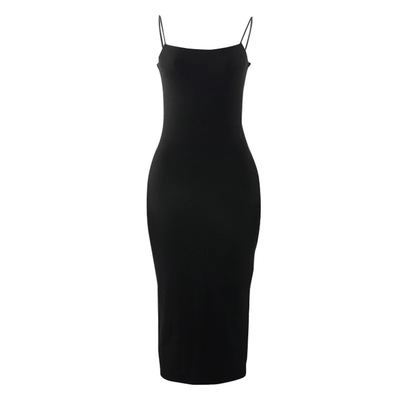Elegant Sleeveless Backless Ankle Bodycon Dress