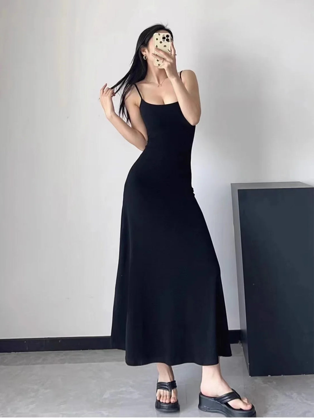 Women Spring Summer Bodycon Spaghetti Strap Dress