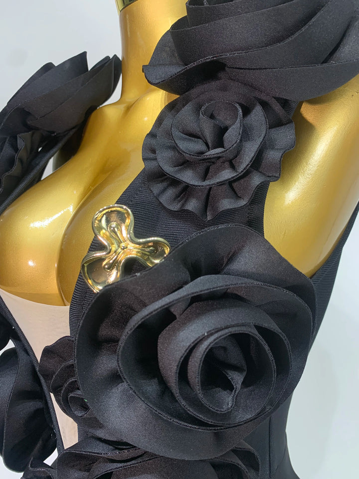 Luxury 3D Floral Bandage Dress For Stunning