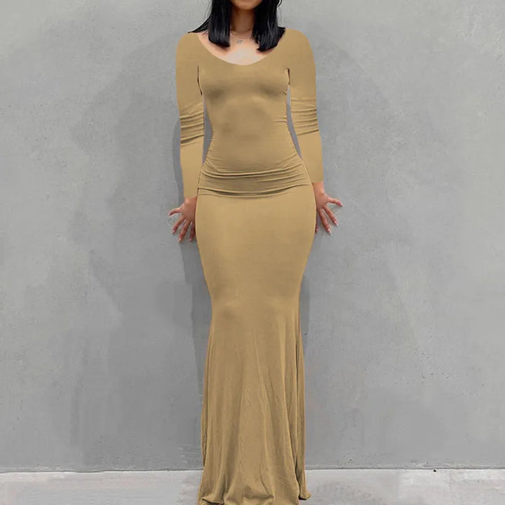 Feel Good Cozy Knit Ankle Length Slim Women Dress